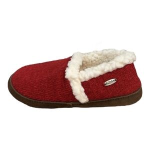 Acorn Women's Red Ragg Wool Knitwear Memory Foam Slippers Sherpa Lining Size 8-9